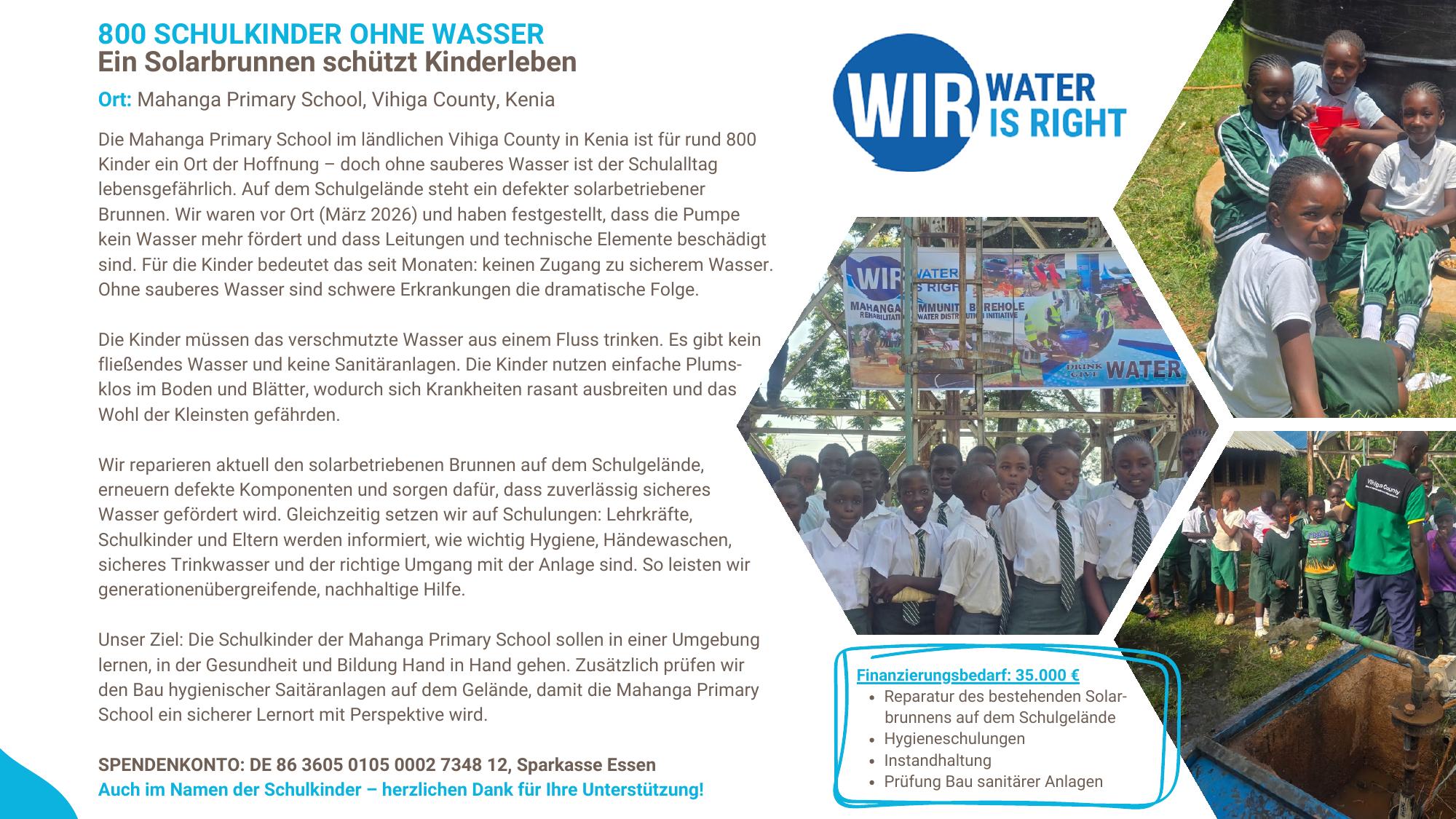 Mahanga Primary School, Solarbrunnen, Vihiga County, Kenia